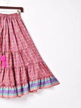 総柄 ティアードロングスカート