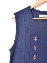 【2色展開】Meridian 花刺繍入り ベスト