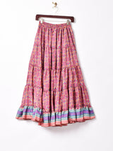 総柄 ティアードロングスカート
