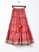 総柄 ティアードロングスカート