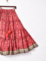 総柄 ティアードロングスカート