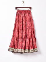 総柄 ティアードロングスカート