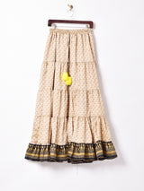 総柄 ティアードロングスカート