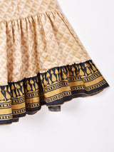 総柄 ティアードロングスカート