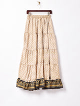 総柄 ティアードロングスカート