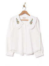 Elcamino 刺繍カラー 長袖ブラウス