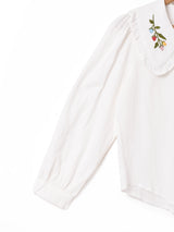 Elcamino 刺繍カラー 長袖ブラウス