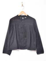 【2色展開】Emerald Motel 刺繍 レース 長袖ブラウス