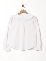 Elcamino 刺繍カラー 長袖ブラウス