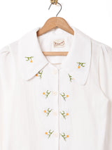 Elcamino ビッグカラー 刺繍 長袖ブラウス