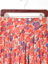 花柄 ウエストデザイン フレアスカート