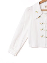 Elcamino ビッグカラー 刺繍 長袖ブラウス