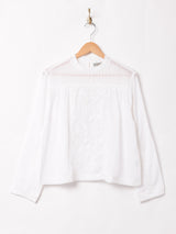 【2色展開】Emerald Motel 刺繍 レース 長袖ブラウス