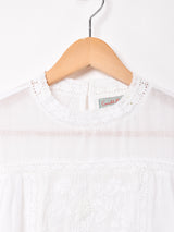 【2色展開】Emerald Motel 刺繍 レース 長袖ブラウス