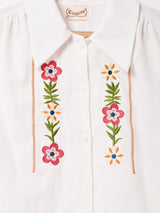 Elcamino 刺繍 パフスリーブ 長袖ブラウス