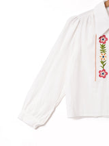 Elcamino 刺繍 パフスリーブ 長袖ブラウス