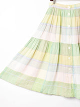 イタリア製 チェック フロントボタン フレアスカート