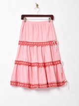 後染め コットンレース ティアードスカート