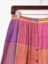 チェック フロントボタン スカート