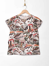 カリブ柄デザイン 総柄Tシャツ