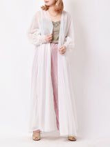 フラワー刺繍 長袖ランジェリーワンピース