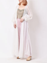 フラワー刺繍 長袖ランジェリーワンピース