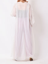 フラワー刺繍 長袖ランジェリーワンピース