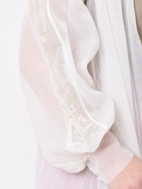 フラワー刺繍 長袖ランジェリーワンピース