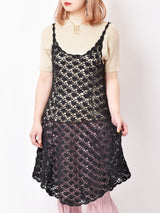 クロシェ キャミワンピース ブラック