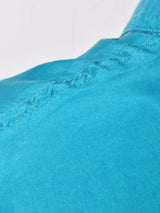 フリンジ 長袖シルクシャツ ターコイズブルー