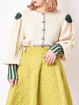 チロルカーディガン アイボリー×グリーン