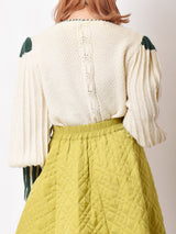 チロルカーディガン アイボリー×グリーン