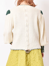 チロルカーディガン アイボリー×グリーン