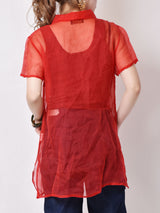 シースルー半袖シャツ レッド