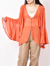 ベルスリーブ 刺繍シースルーチュニック