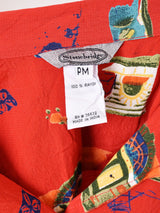 総柄 ビーズつき 半袖シャツ