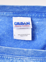 ユニークモチーフプリント フリンジTシャツ ブルー