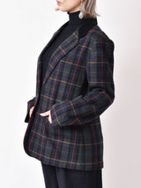 チェック柄 テーラードジャケット グリーン系