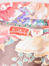 花柄 半袖ブラウス ブラウン系