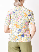 フラワーパターン総柄 シルクブラウス