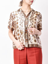 アラベスクパターン 半袖シルクシャツ