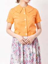 ビッグカラー 半袖ブラウス オレンジ