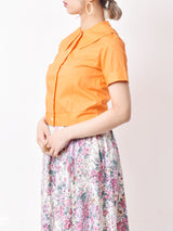 ビッグカラー 半袖ブラウス オレンジ