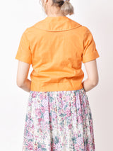 ビッグカラー 半袖ブラウス オレンジ