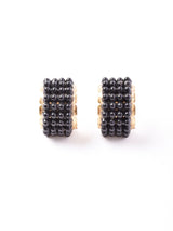 ゴールド×ブラック ビーズイヤリング