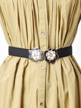 【2色展開】フラワーバックル ゴムベルト