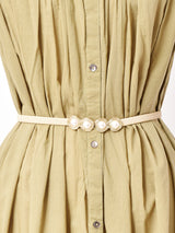 パールバックル ゴムベルト ゴールド