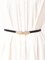 【2色展開】リーフモチーフバックル ゴムベルト