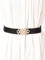 【6色展開】バックルデザイン ギャザー ゴムベルト