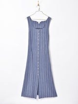 The Limited ストライプ リネン混フロントボタンワンピース